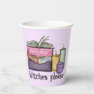 Witches Please – Stack of Witchy Books Paper Cups