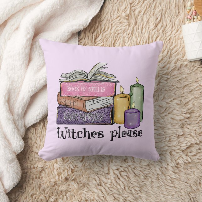 Witches Please – Stack of Witchy Books Throw Pillow (Blanket)