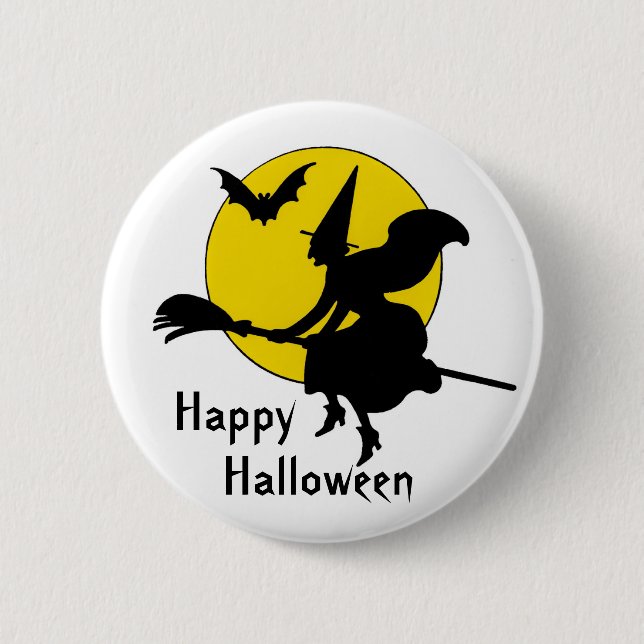 Witches Ride Happy Halloween 2 Inch Round Button (Front)