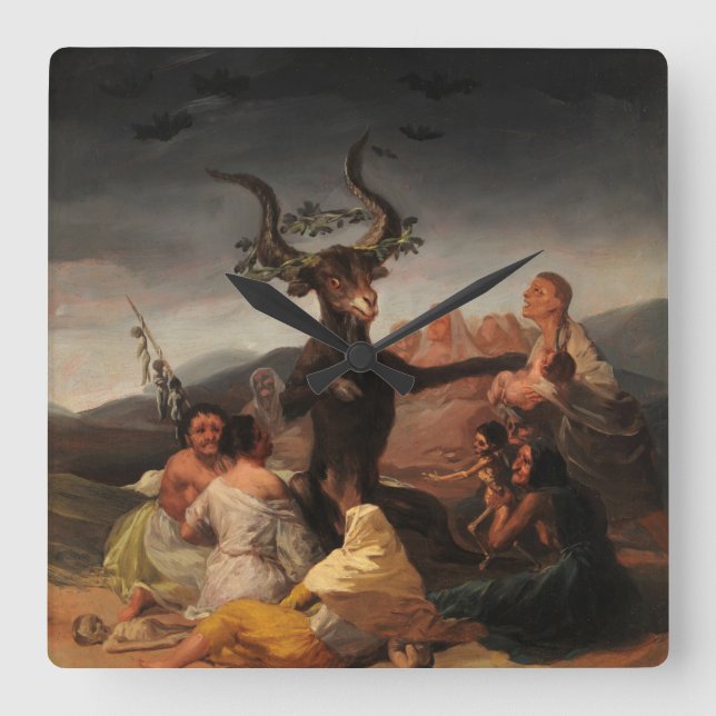 Witches' Sabbath by Francisco de Goya Square Wall Clock (Front)