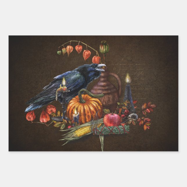 Witches Samhain And Thanksgiving Rituals Wrapping Paper Sheet (Front)