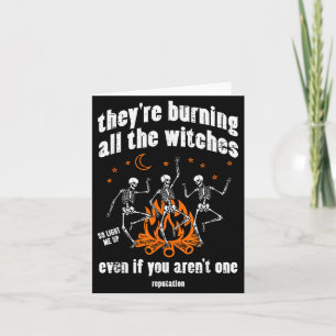 Witches Skeletons Dancing Funny Halloween Costume  Card