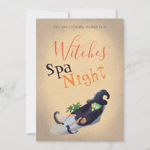 Witches' Spa Night Funny Halloween Party Tan Invitation