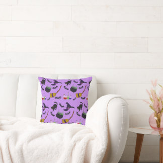 Witches Tools Pattern Throw Pillow