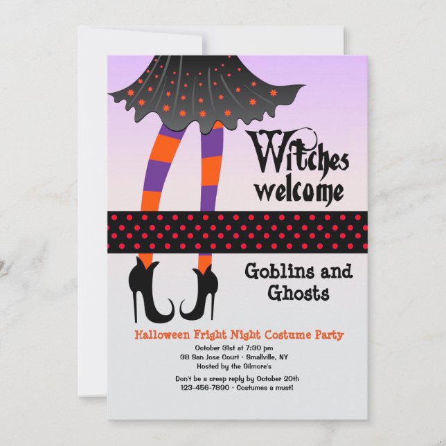 Witches Welcome Halloween Invitation (Front)