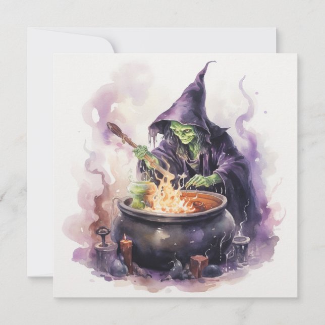 "Witches & Whiskey Whirl" Halloween  Invitation (Front)