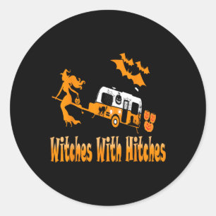 Witches With Hitches Camping Fun Halloween Classic Round Sticker