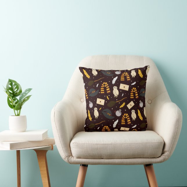 Witches, Wizards & Magic Pattern Throw Pillow (Chair)
