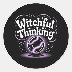 Witchful Thinking Crystal Ll Halloween Vibes 1 Classic Round Sticker