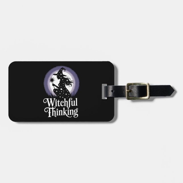Witchful Thinking Halloween Girl T-shirt Luggage Tag (Front Horizontal)