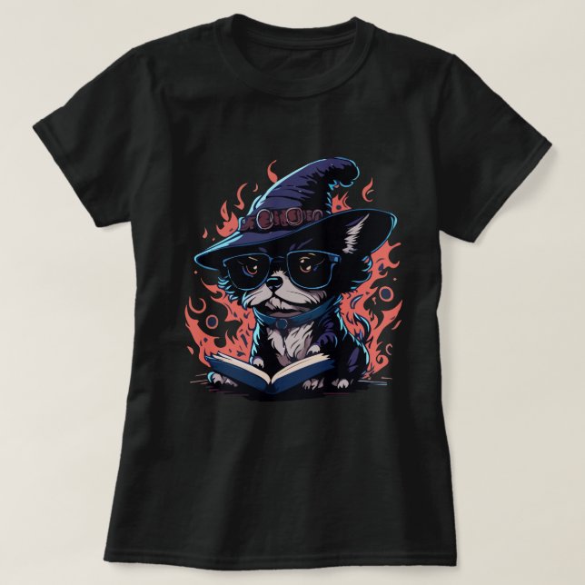 Witchhat Pup Wizard T-Shirt (Design Front)