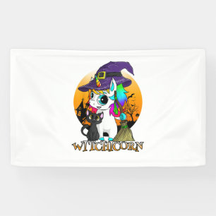 Witchicorn Unicorn Witch Halloween Black Cat Orang Banner