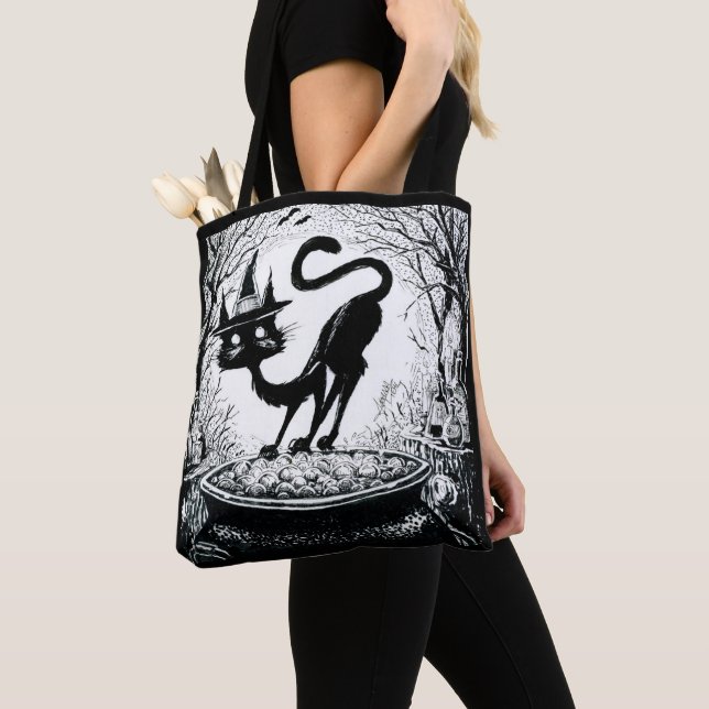 Witching Cat Tote Bag (Close Up)