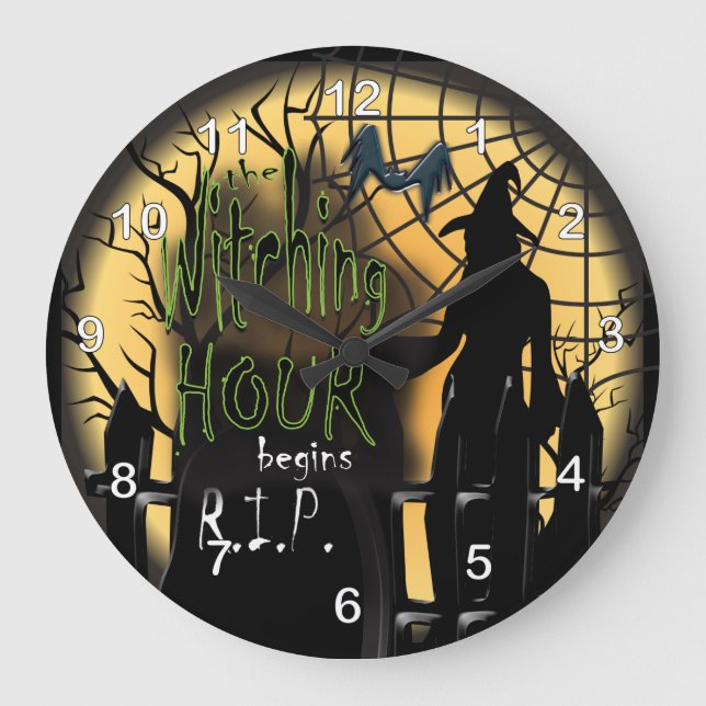 Witching Hour Begins - Halloween Large Clock (Front)