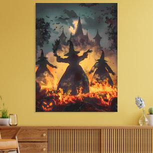 Witching Hour Ritual – Fire Dance of the Three Sis Canvas Print