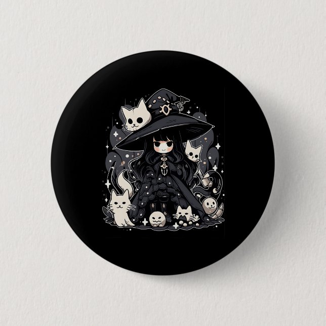 Witching Hour Trendy Halloween Graphic Design  2 Inch Round Button (Front)