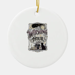 Witching Hour Vintage Engraving Witchy Design_1 Ceramic Ornament