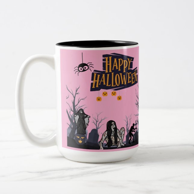 Witching Hour Whispers light pink Two-Tone Coffee Mug (Left)