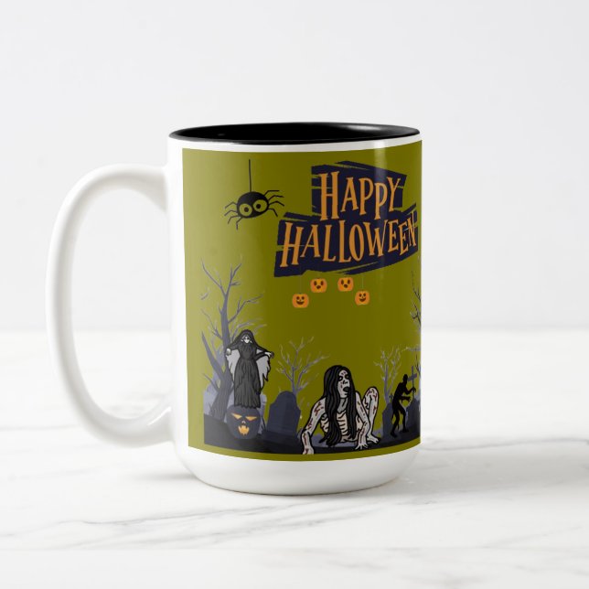 Witching Hour Whispers olive Two-Tone Coffee Mug (Left)