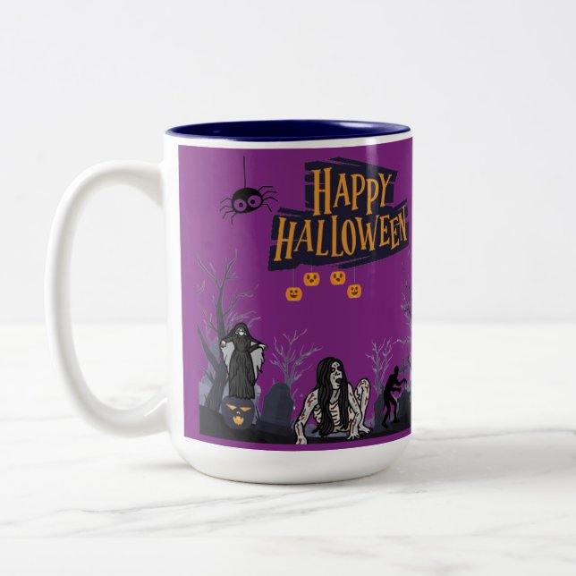 Witching Hour Whispers royal purple Two-Tone Coffee Mug (Left)