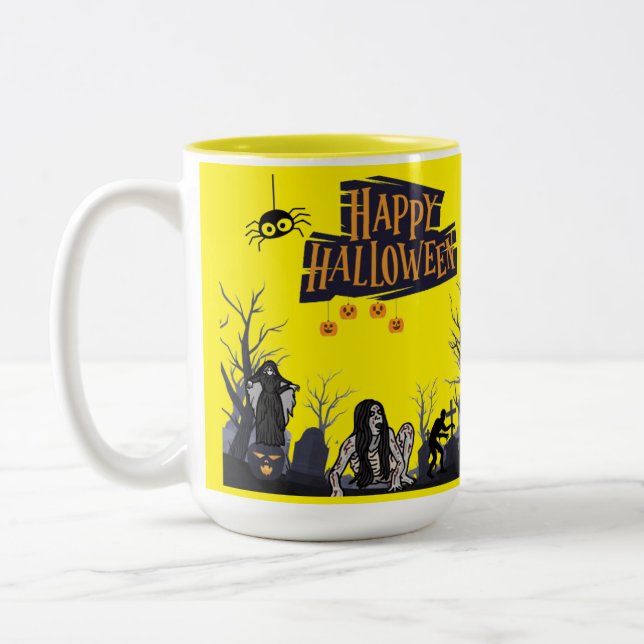 Witching Hour Whispers yellow Two-Tone Coffee Mug (Left)