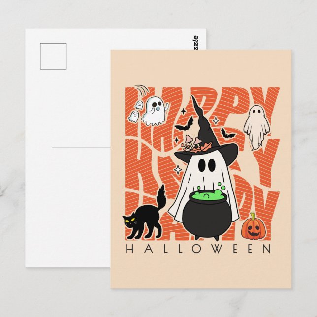 Witching Up Fun | Happy Halloween Magic & Mischief Postcard (Front/Back)