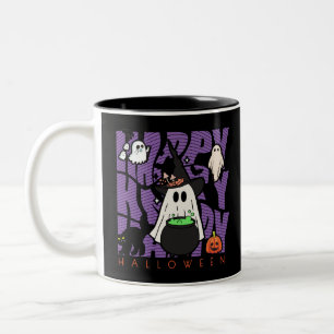 Witching Up Fun Happy Halloween Magic & Mischief Two-Tone Coffee Mug