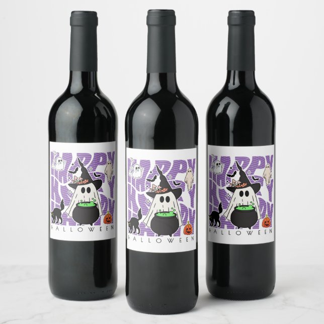 Witching Up Fun | Happy Halloween Magic & Mischief Wine Label (Bottles)