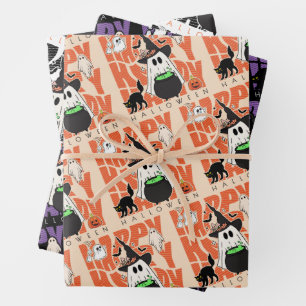 Witching Up Fun Happy Halloween Magic & Mischief Wrapping Paper Sheet