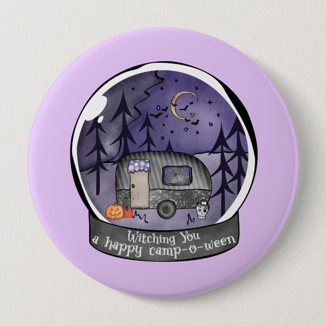 Witching You A Happy Camp-O-Ween 4 Inch Round Button (Front)