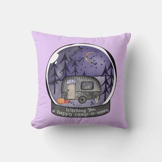 Witching You A Happy Camp-O-Ween Throw Pillow (Front)