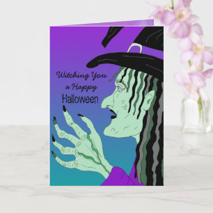 Witching you a Happy Halloween Hand Drawn Witch Card