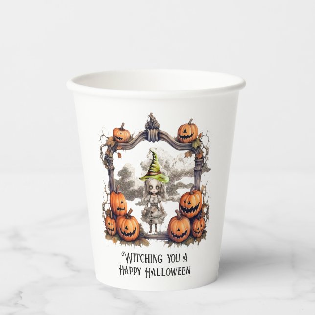 Witching you a Happy Halloween Paper Cups (Front)
