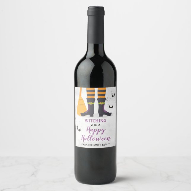 Witching you a Happy Halloween Wine Label (Front)