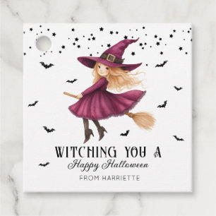 Witching You A happy Halloween Witch Favour Tags