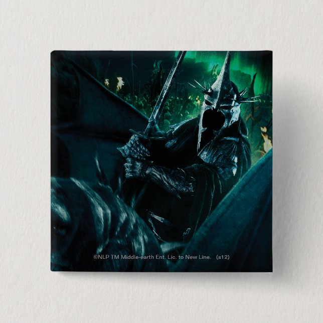 Witchking with sword 2 inch square button (Front)