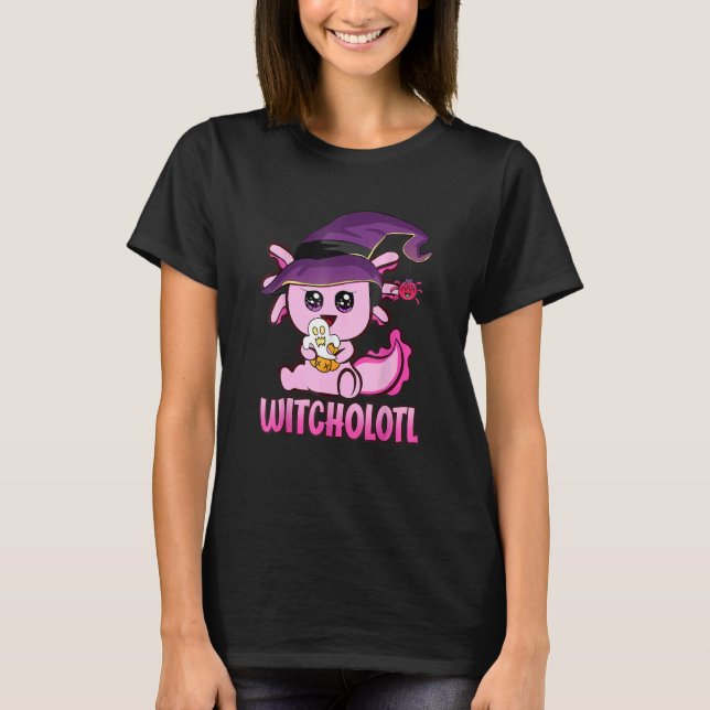 Witcholotl Cute Axolotl Witch Halloween  Spooky Se T-Shirt (Front)