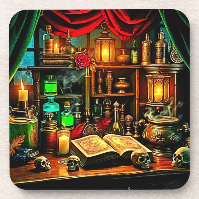 Witch's Altar Mystical Night Brew Design Coaster (Front)