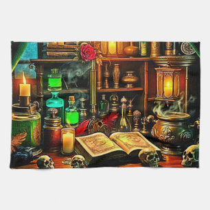 Witch's Altar Mystical Night Brew Design Kitchen Towel