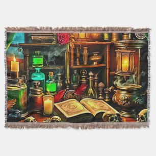 Witch's Altar Mystical Night Brew Design Throw Blanket