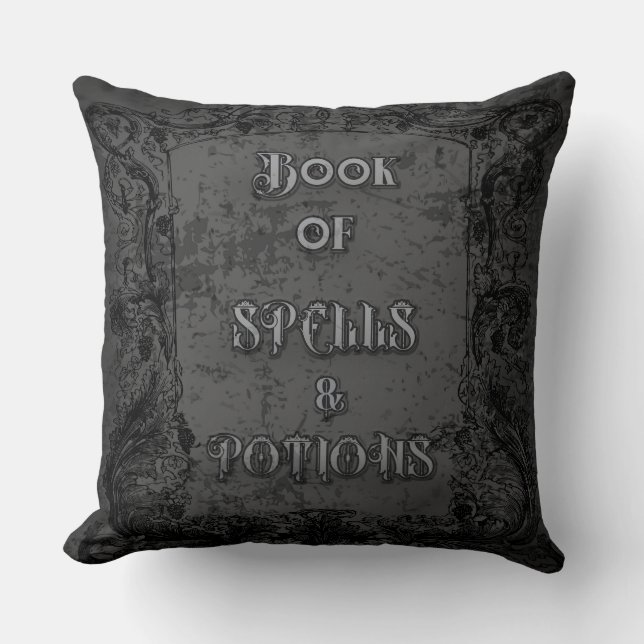 Witch's Book of Spells and Potions Throw Pillow (Front)