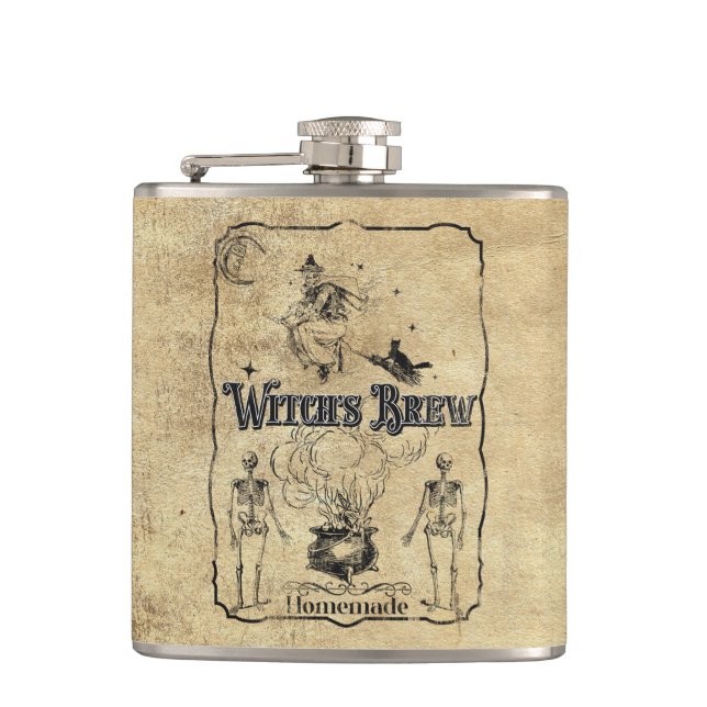 Witch's Brew - Dark Gothic Humour Hip Flask (Front)