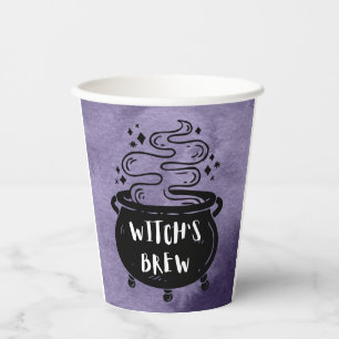 Witch's Brew Halloween Party Purple Paper Cups