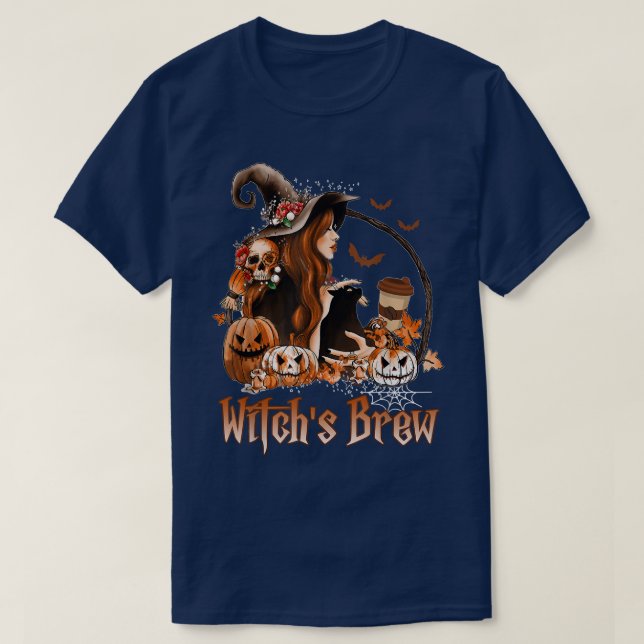 Witch's Brew Halloween Pumpkin Spice Coffee Tee  (Design Front)