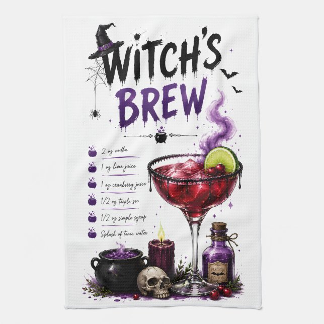 Witch's Brew Halloween recipe Kitchen Towel (Vertical)