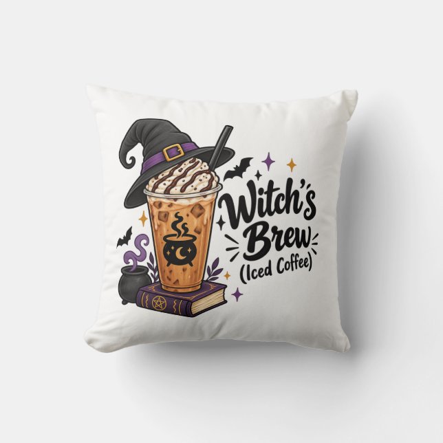 Witch's Brew (Iced Coffee) Throw Pillow (Front)