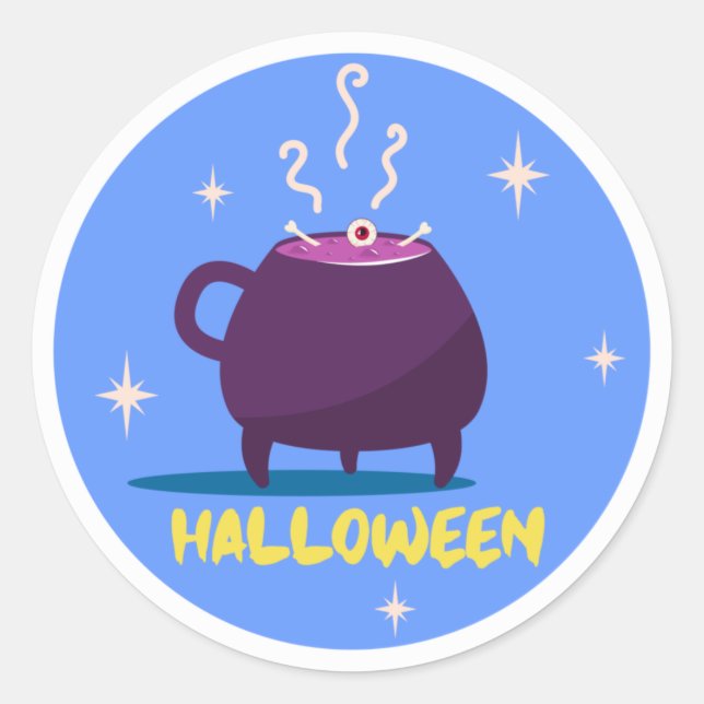 Witch's Brew Kettle Halloween Classic Round Sticker (Front)