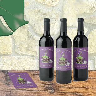 Witch's brew modern purple personalized wine label