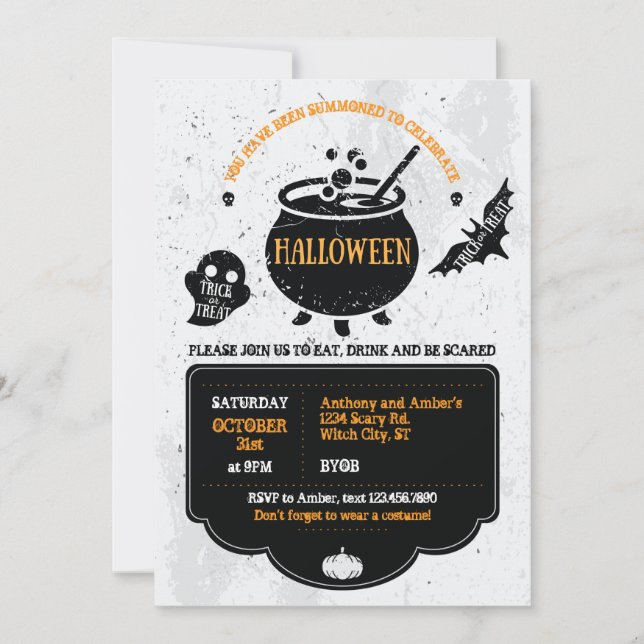 Witch's Cauldron Halloween Party Invitation (Front)