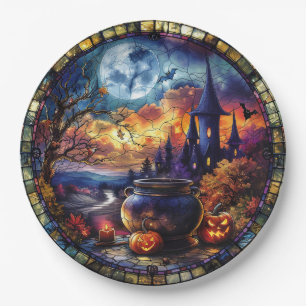 Witch's Cauldron Stained Glass Paper Plate